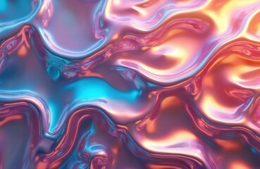 Aufkleber - Holographic foil texture with trendy colorful abstract pattern. Shiny backdrop in purple, red, orange, pastel, neon, rainbow palette. Futuristic chrome spectrum with iridescent glistering colors,