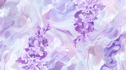 Poster - A vibrant floral abstract design showcases soft swirls and delicate purple blooms, creating an elegant and modern aesthetic