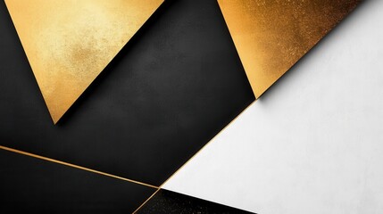 Poster - Modern minimalist design featuring geometric shapes in black, white, and gold with a balanced composition for elegant text display