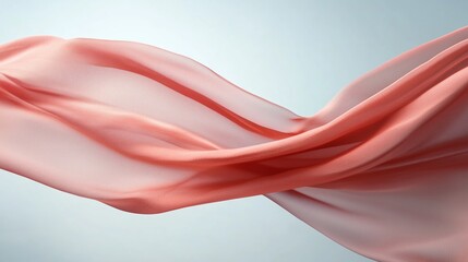 Poster - Flowing coral fabric gracefully dances against a soft backdrop in a serene composition