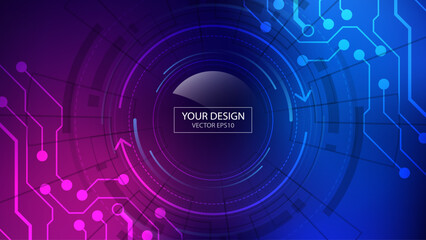 Wall Mural - abstract futuristic technology background with circuit board ,circular shapes, vector illustration. 