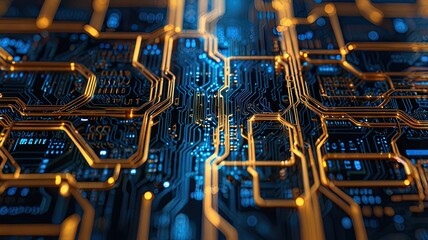 Circuit board close-up. Technology background. 3d rendering