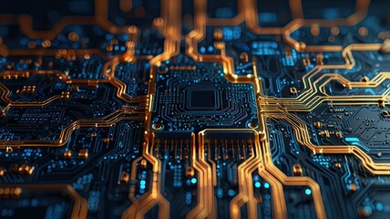 Circuit board close-up. Technology background. 3d rendering