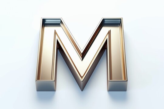 Letter M designed with new and clean metallic effect texture isolated on white background
