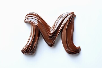 Aufkleber - Letter M designed with flowing cocoa texture isolated on white background