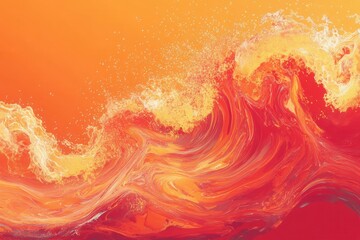 Aufkleber - Dynamic abstract background featuring energetic red and orange waves flowing gracefully at golden ratio intersection