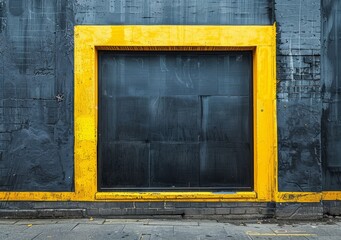Leinwandbilder - Black Image with Yellow Rectangular Border is Empty and Minimalist