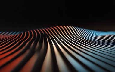 Fototapete - Abstract Wave Pattern in Blue Orange and Red Hues