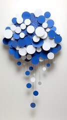 Aufkleber - Abstract blue and white circles composition on a light gray backdrop