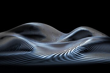 Poster - abstract undulating surface of metalic line, futuristic concept visual