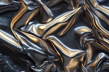 Poster - Metallic foil blanket creates dynamic abstract patterns with light reflection and texture variations, Abstract metallic foil blanket CGI