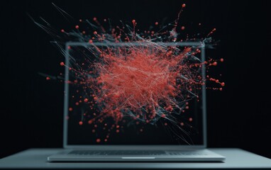Poster - Abstract Digital Explosion on Laptop Screen