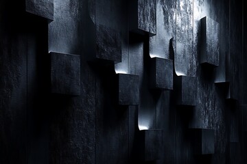Poster - Geometric textured dark background with decorative lighting effect