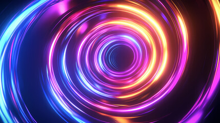Wall Mural - abstract futuristic background with glowing rings in neon colors creating a dynamic visual effect, p