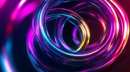 Wall Mural - abstract futuristic background with glowing rings in neon colors creating a dynamic visual effect, p