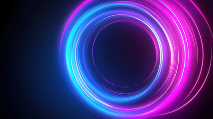 Wall Mural - abstract futuristic background with glowing rings in neon colors creating a dynamic visual effect, p