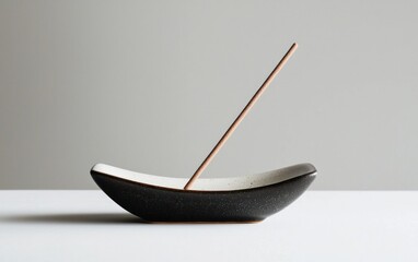 Poster - Dark Speckled Ceramic Incense Holder on White Surface