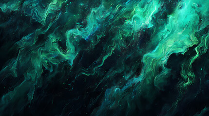Wall Mural - glowing green and blue lights flowing through a dark space, futuristic atmosphere, blue light, ambie