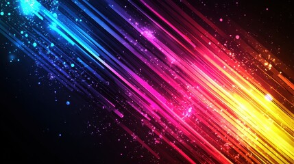 Poster - Vibrant colors blend seamlessly, creating a dynamic abstract design with streaks of blue, pink, and yellow set against a dark background. Ideal for artistic projects or digital presentations