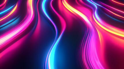 Wall Mural - vibrant abstract patterns digital art neon colors futuristic atmosphere ultra hd view playful design