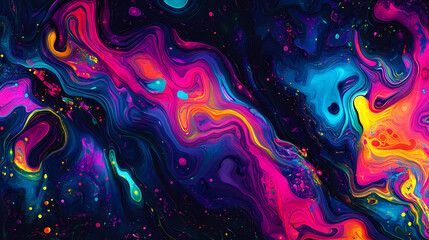 Wall Mural - vibrant abstract patterns digital art neon colors futuristic atmosphere ultra hd view playful design
