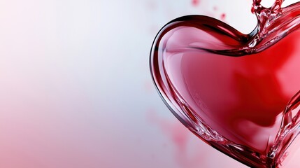 Poster - A heart shape emerges from vibrant red liquid splashing against a soft gradient background, creating a dynamic and artistic representation of love and passion