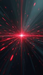 Poster - Red glitch effect abstract background. Digital graphic art with vibrant lines, light beams. Futuristic tech wallpaper design. Dynamic energy with intense, bold visual elements. Striking contemporary