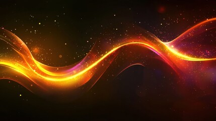 Poster - Abstract art featuring vibrant waves of color and light flows smoothly across a dark background, creating an enchanting and dynamic visual experience