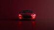© Edo - Red Pixelated Sports Car With Headlights On In Dark Studio Background With Reflections 3D Rendering