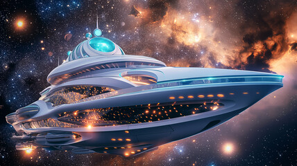 Aufkleber - This Cutting-edge spacecraft designed for suborbital tourism sails through the cosmos, showcasing luxury.