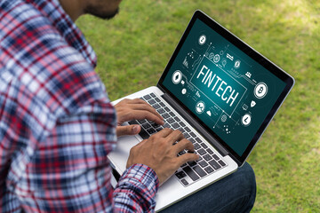Poster - fintech financial technology software for modish business to analyze marketing strategy