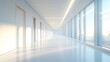 © MSH - Bright Modern Corridor with Large Windows, A bright, modern corridor with large windows and a reflective floor