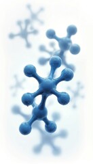 Poster - Abstract interconnected blue molecules, chemical compounds, microscopic view on atomic arrangement. Science background for nanotechnology, genetic engineering, biochemistry, molecular biology,