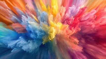 Poster - Color bursts in vibrant shades create an abstract captivating display of texture and movement. A stunning array of reds, blues, and yellows come together harmoniously