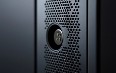 Poster - Dark Gray Metallic Surface with Perforated Pattern and Green Indicator Lights