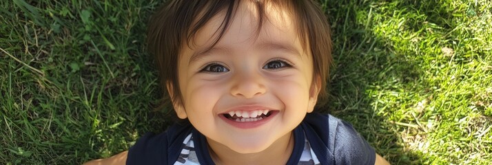 Aufkleber - Smiling child enjoys a sunny day in the park surrounded by green grass