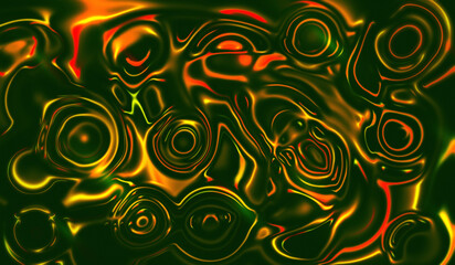 Poster - Abstract green background with yellow swirling lines, light noise