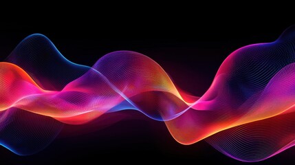 Poster - Vibrant waves of color intertwine against a dark backdrop, creating a mesmerizing digital design. This abstract representation is dynamic and visually engaging