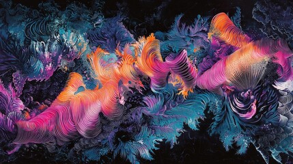 Poster - Dynamic swirling patterns with vibrant colors create a mesmerizing abstract piece that evokes motion and depth, showcasing an imaginative display of artistry