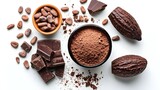 Composition with cocoa products on white