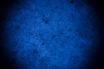 Poster - Old wall pattern texture cement blue dark abstract  blue color design are light with black gradient background.