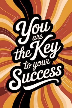 You Are the Key to Your Success Typography and Colorful Background Motivational Quote T-shirt Design Illustration