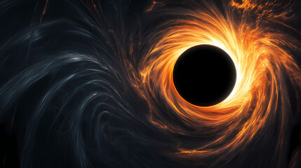 Wall Mural - a swirling, abstract design that looks like a total solar eclipse. it's black with a fast-moving, dy