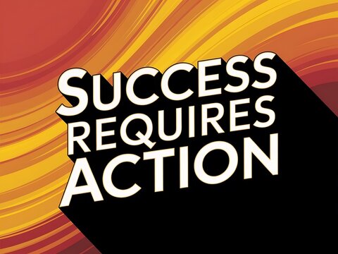 Success Requires Action Typography and Colorful Background Motivational Quote T-shirt Design Illustration