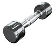 © paketesama - Blank Round Dumbbell, chrome weightlifting gym equipment side view, isolated on white background. 3D illustration