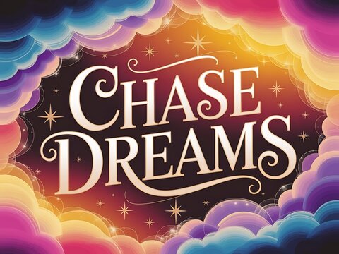 Chase dreams Typography and Colorful Background Motivational Quote T-shirt Design Illustration