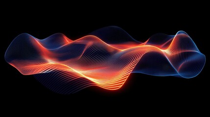 Poster - Dynamic wave patterns display vibrant hues of blue and orange against a dark background. The flowing lines create a sense of movement, showcasing energy and creativity