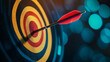 © Ruhi - Target and arrow on pc monitor screen. Low poly wireframe digital vector illustration. Abstract digital marketing and technology innovation in management concept. Polygons particles and connected dots