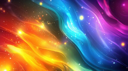 Poster - Bright and vivid waves of color blend seamlessly, creating a dynamic and engaging backdrop. The flowing gradients emphasize the movement and energy of the composition