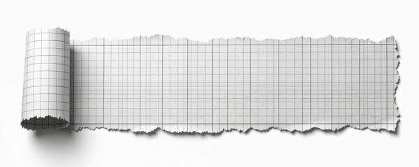 Fototapete - Ripped checkered paper with torn edges on transparent png background. Crumpled sheet. Scrapbook page with ripped border. Design element for banner frame, flyer, card, label. Template for headers,